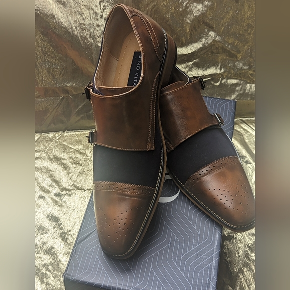 Gino Vitale Size 12 Monk Shoe D. Brown/Navy GV927 - Picture 3 of 9